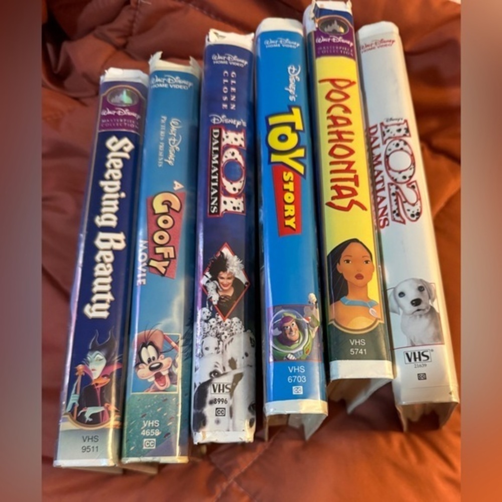 Vintage Disney VHS Collection with Red and White Covers